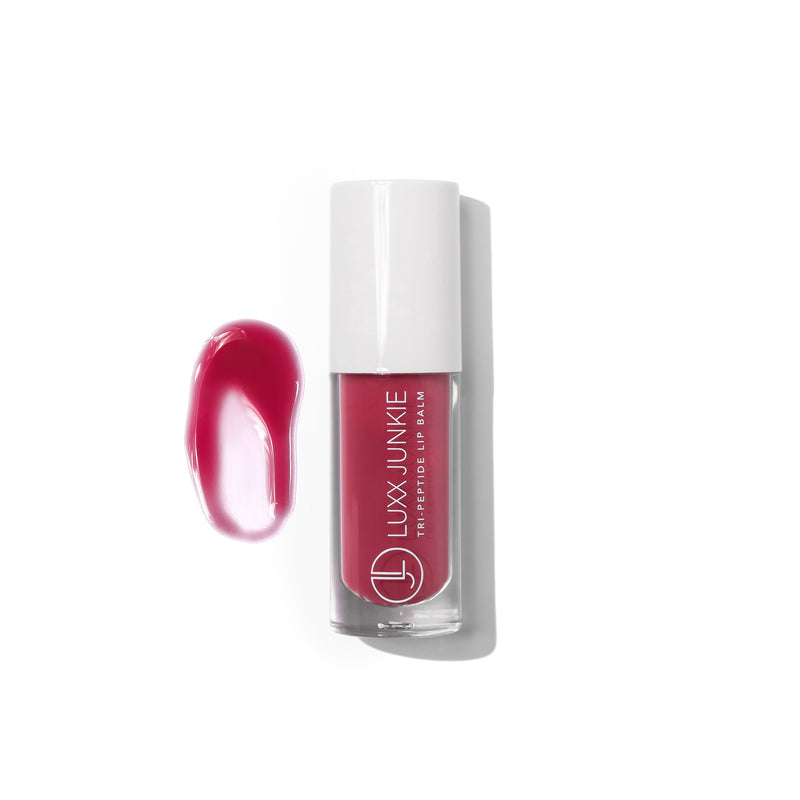 Berry Flirt Tri-Peptide Lip Balm: LUXX Junkie berry tinted vegan peptide balm 12ml