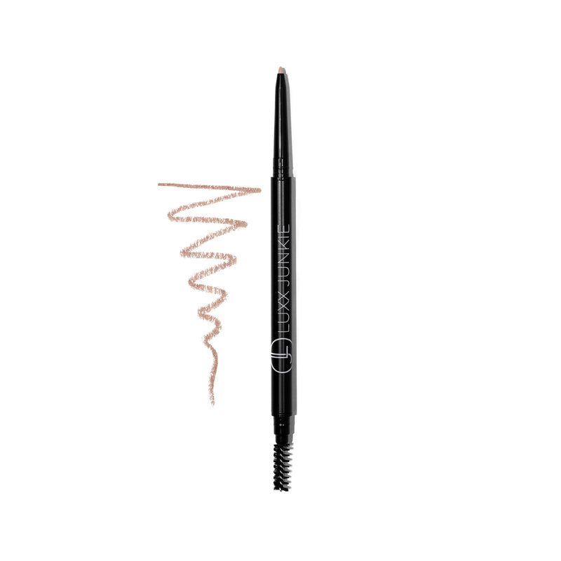 Blonde Precision Eyebrow Pencil: LUXX Junkie vegan dual-ended ash blonde brow pencil