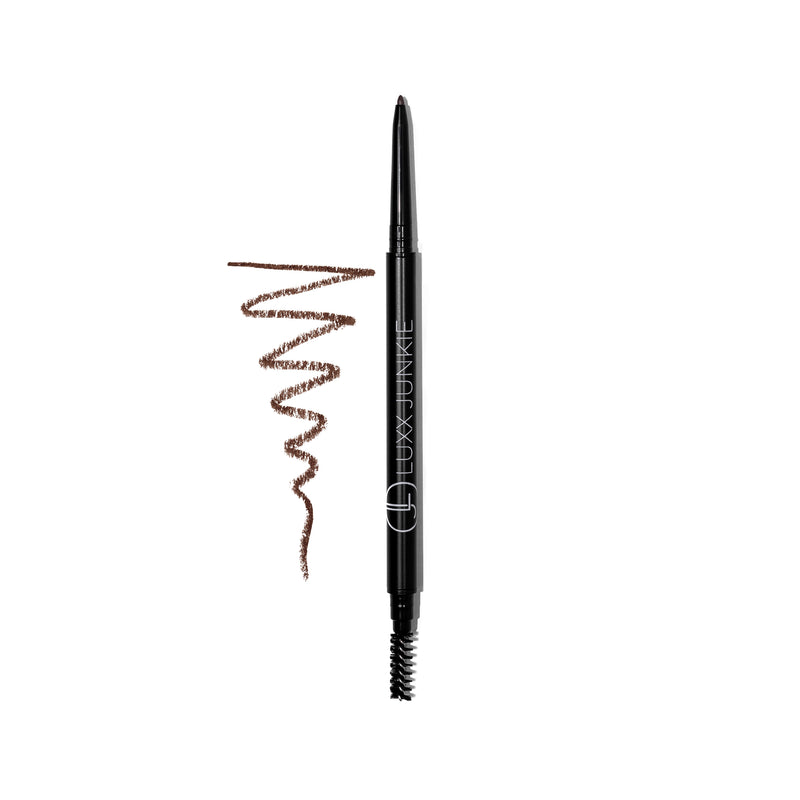 Dark Brown Precision Eyebrow Pencil: LUXX Junkie vegan dual-ended dark brunette brow