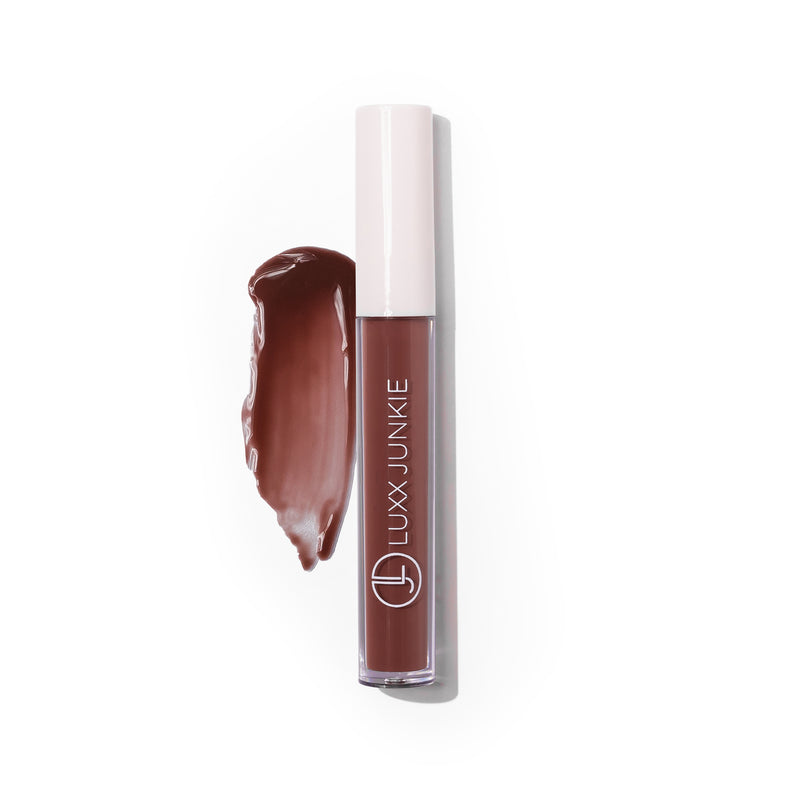 Coco LUXX Lip Gloss: vegan caramel cocoa nude coconut-scented lip gloss with packaging